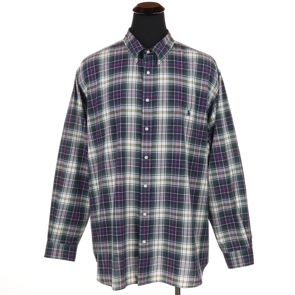 Ralph Lauren Long Sleeve Shirt Size 4XB Big - Green/Blue/White/Pink/Yellow Plaid - Picture 1 of 6